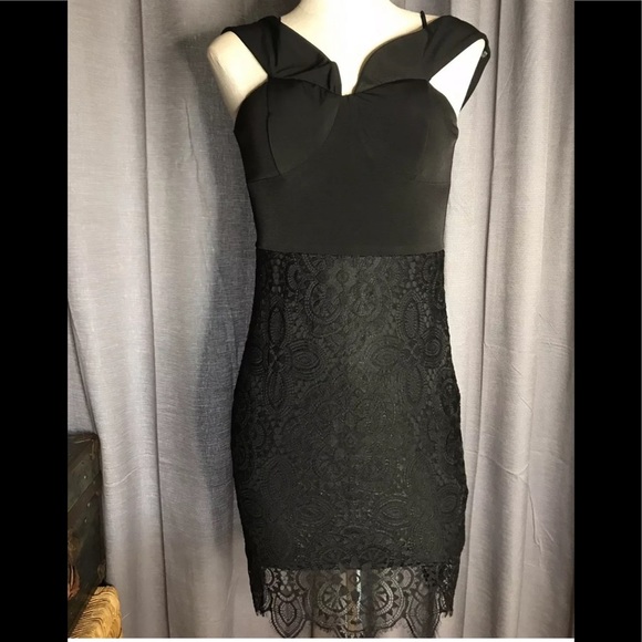 Trixxi Girls black lace stretchy party dress Med. - Picture 1 of 8